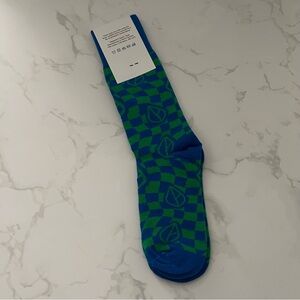 NEW! Blue and Green Checkered Graphic Socks